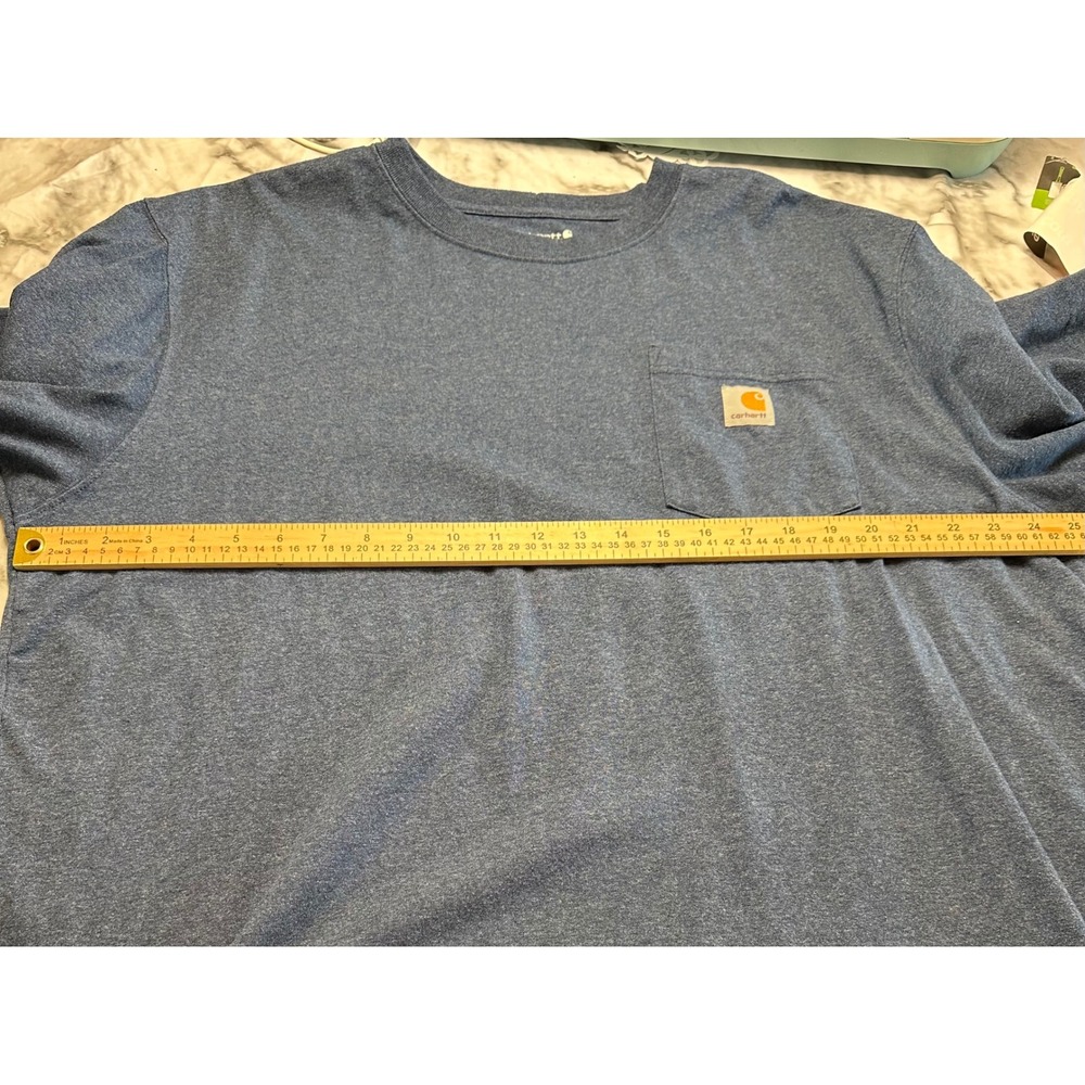 Carhartt K87 Men XL Blue Heather Loose Fit Short Sleeve Pocket T-Shirt Workwear